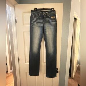 Women’s buckle black blue straight jeans size 26x32 NWT price $85